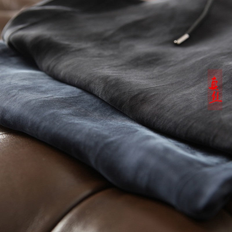 Summer Thin Copper Ammonia Silk Casual Pants Mulberry Silk Trousers Men's Wear Loose Large Size Men's Pants with Loose Waist