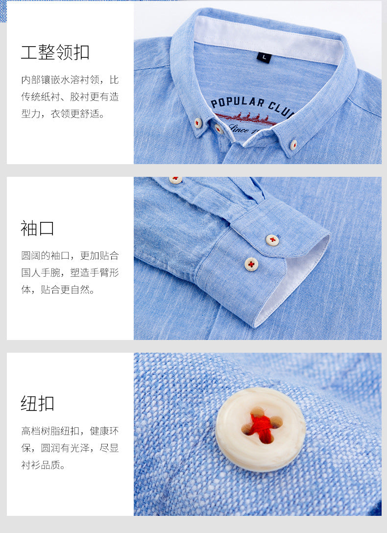 cotton linen Shirts Longsleeve Shirt for Men clothing pure colored Casual hemp shirt camisa masculina mens dress shirts