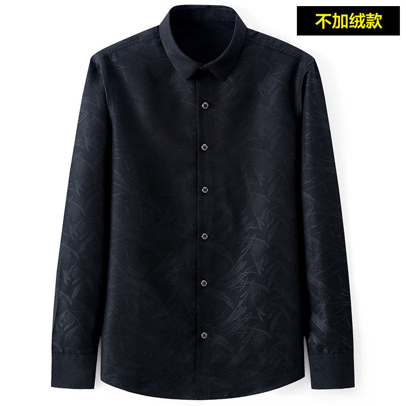 Slim-fit Business Dress Men's Shirt Fashionable Printed Thin Casual Shirt Youth Long-sleeved Fashionable All-match Top for Men