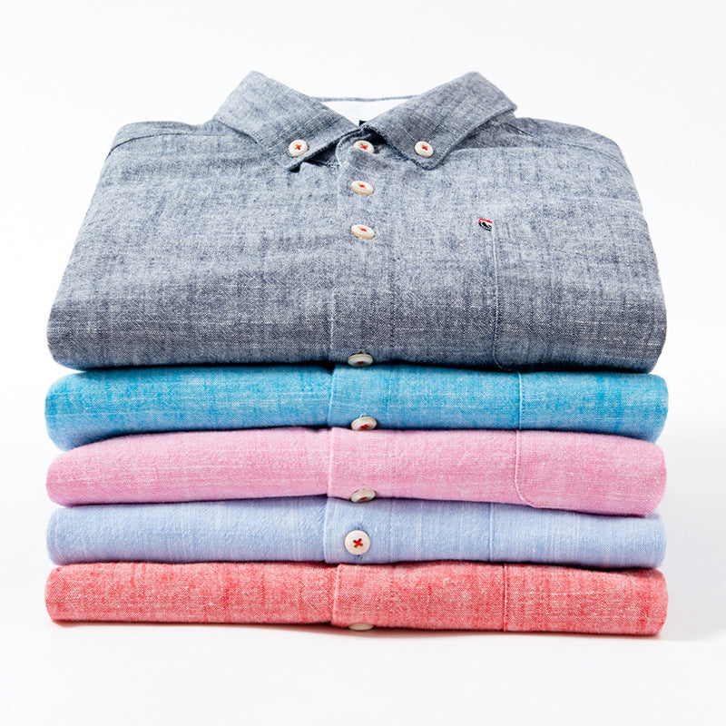 cotton linen Shirts Longsleeve Shirt for Men clothing pure colored Casual hemp shirt camisa masculina mens dress shirts