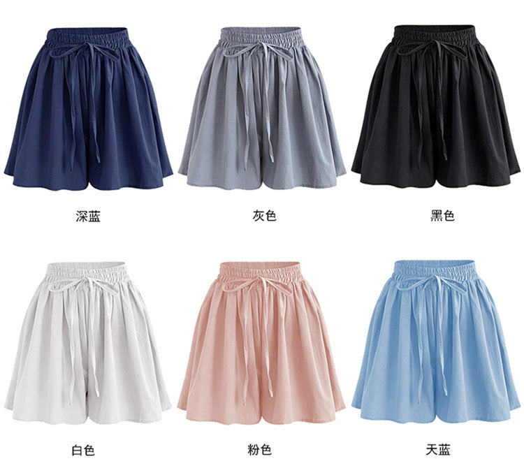 Large Size Wide Leg Shorts for Women Summer Plus Fat New Chiffon Pants Skirt Single Layer Elastic Waist Loose Versatile Korean Style Casual Pants