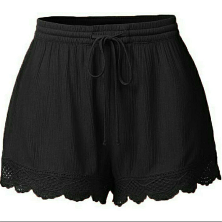 2026 Foreign Trade Amazon European and American Summer Solid Color Lace-Up Shorts Casual Pants for Women Large Quantity in Stock