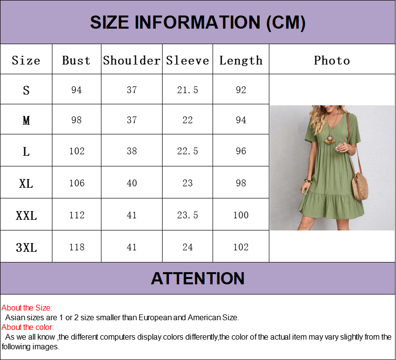 Summer Casual Women Elegant Short Sleeve V Neck Ruffles Dress Solid Loose Mini Dress Chic Bohemian Sundress Beach Party Vestidos