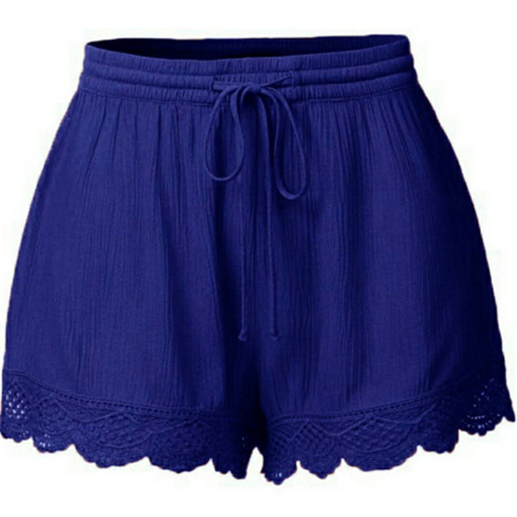2026 Foreign Trade Amazon European and American Summer Solid Color Lace-Up Shorts Casual Pants for Women Large Quantity in Stock