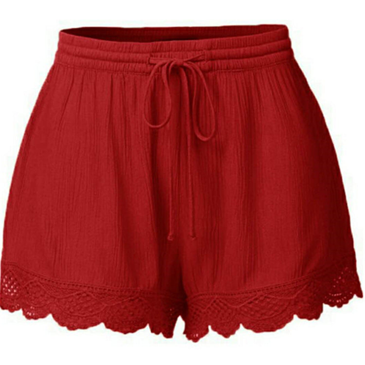2026 Foreign Trade Amazon European and American Summer Solid Color Lace-Up Shorts Casual Pants for Women Large Quantity in Stock