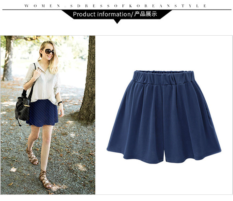 Large size wide leg shorts Women's European and American summer pants modal cotton high waist women's skirt pants solid color casual pants pocket