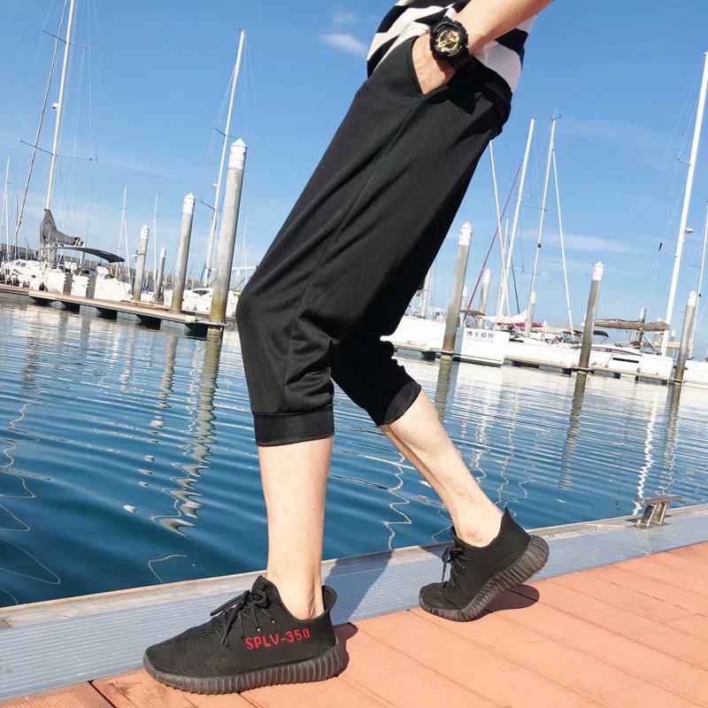 2026 Summer New Men's Cropped Pants Casual Shorts Slim Fit 7/8 Pants Korean Style Sports Pants Trendy