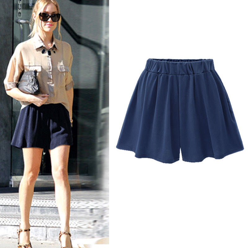 Large size wide leg shorts Women's European and American summer pants modal cotton high waist women's skirt pants solid color casual pants pocket