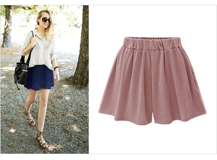 Large size wide leg shorts Women's European and American summer pants modal cotton high waist women's skirt pants solid color casual pants pocket