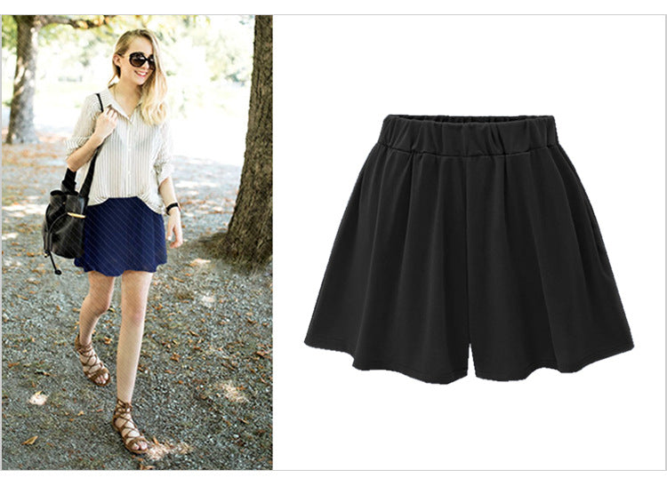 Large size wide leg shorts Women's European and American summer pants modal cotton high waist women's skirt pants solid color casual pants pocket