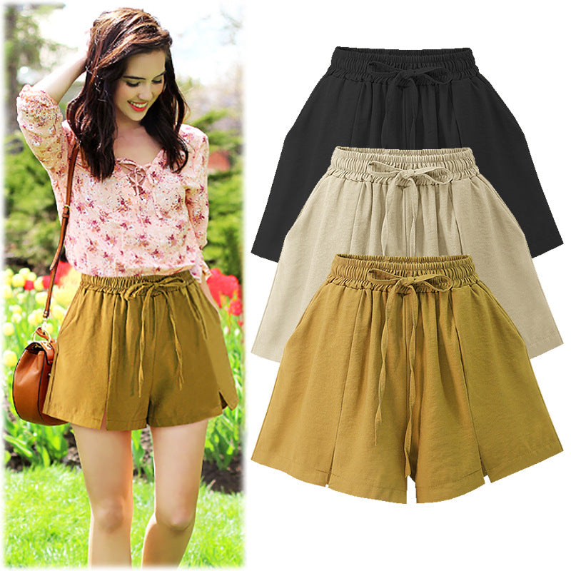 Shorts Women's Summer 100.00kg New Arrival Thin Chiffon Split Wide Leg Pants Loose Slim-fit Loose Loose Waist Outer Wear Casual Pants