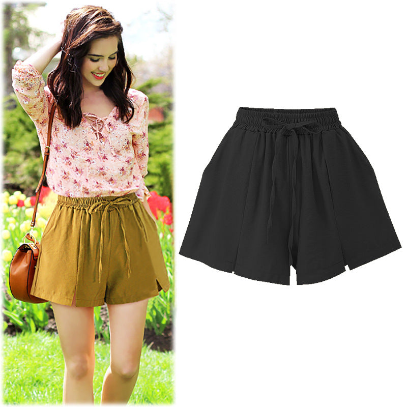 Shorts Women's Summer 100.00kg New Arrival Thin Chiffon Split Wide Leg Pants Loose Slim-fit Loose Loose Waist Outer Wear Casual Pants