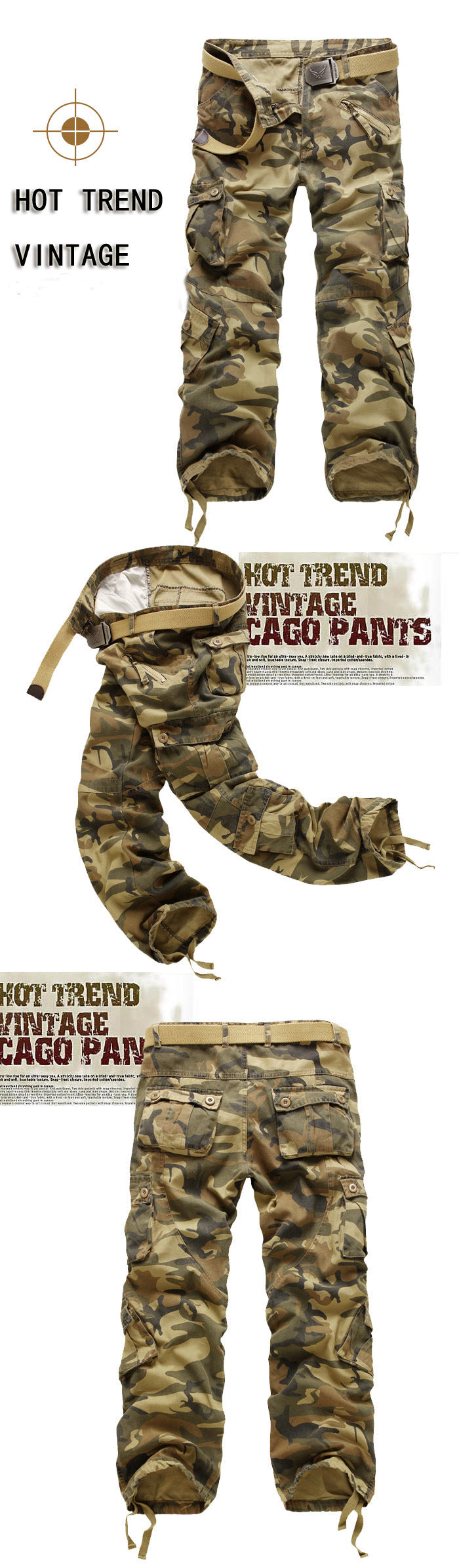 Amazon Cross-Border Men's Fat Pants Large Size Loose Multi-Pocket Overalls Camouflage Pants Casual Sports Outdoor Pants