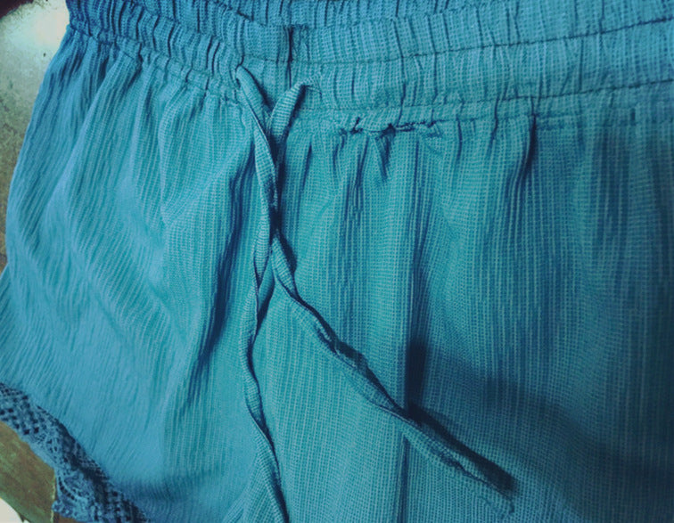 2026 Foreign Trade Amazon European and American Summer Solid Color Lace-Up Shorts Casual Pants for Women Large Quantity in Stock