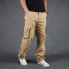 Summer Cargo Pants, Thin, Loose, Plus-Size Men's Shorts, Multi-Pocket Mid-Length Pants, Outdoor Casual Seven-Point Pants, High-Waisted for Men
