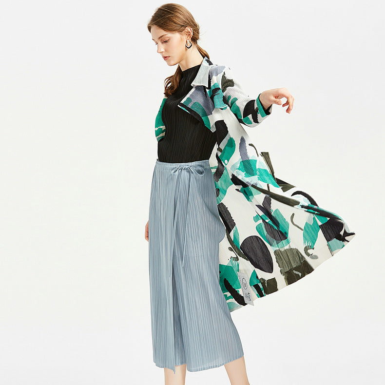 Miyake 2026 New Comfortable Casual Pants for Women, Straight-Leg Skirt, Japanese Style Pleated Tie Skirt Pants, Wholesale Casual Fashion