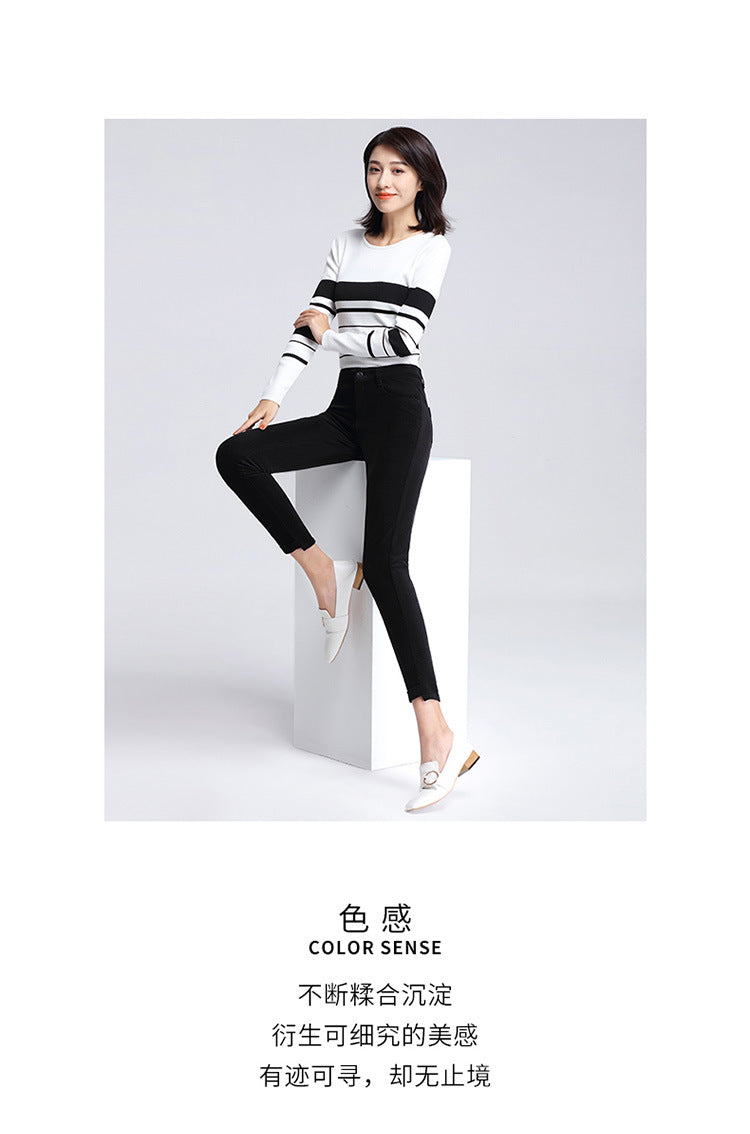 Women's pants spring and autumn casual pants women corduroy high waist elastic feet pants a generation of 0138