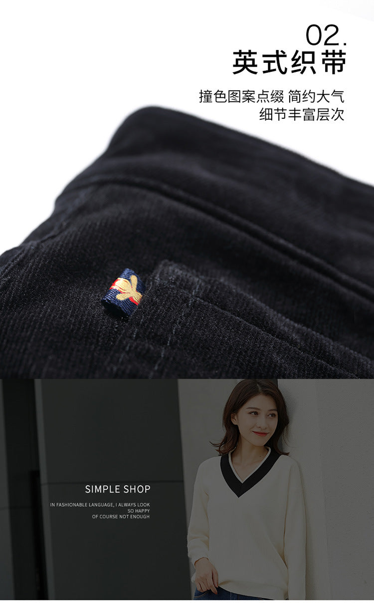 Women's pants spring and autumn casual pants women corduroy high waist elastic feet pants a generation of 0138