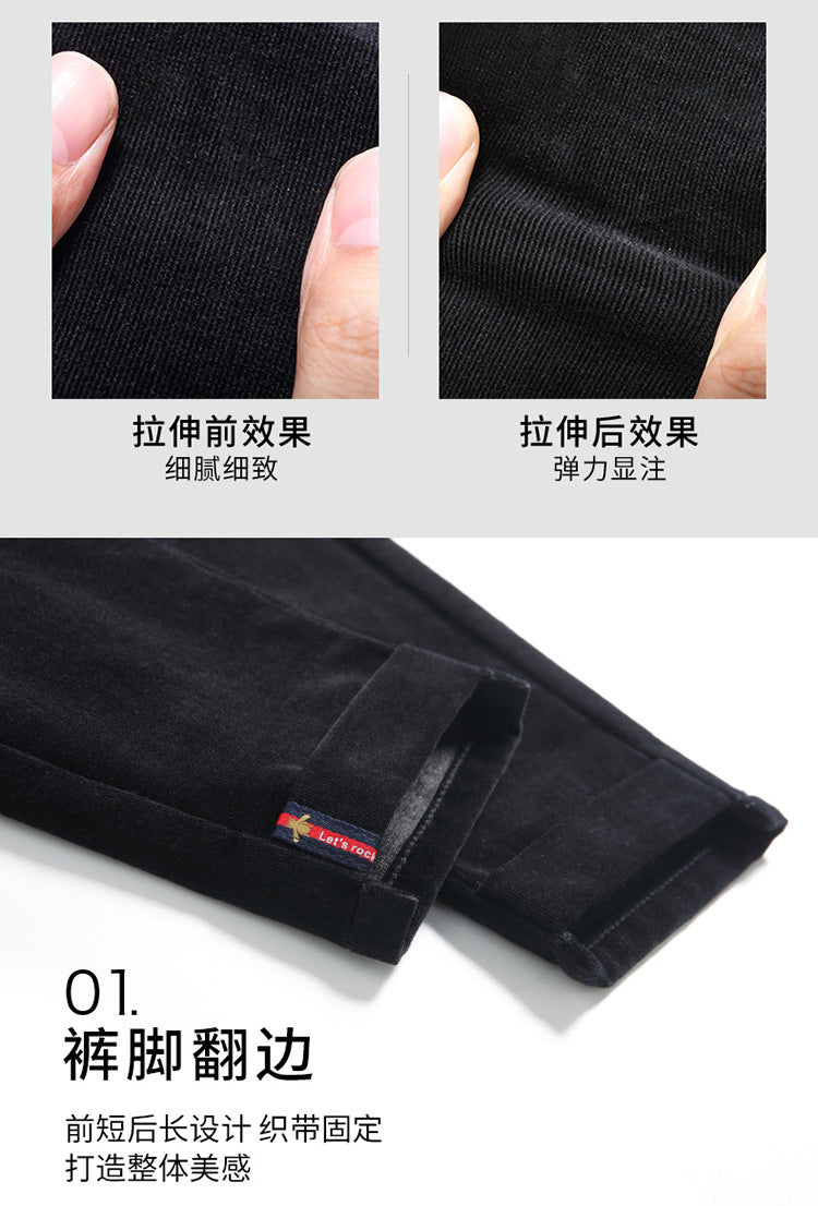 Women's pants spring and autumn casual pants women corduroy high waist elastic feet pants a generation of 0138
