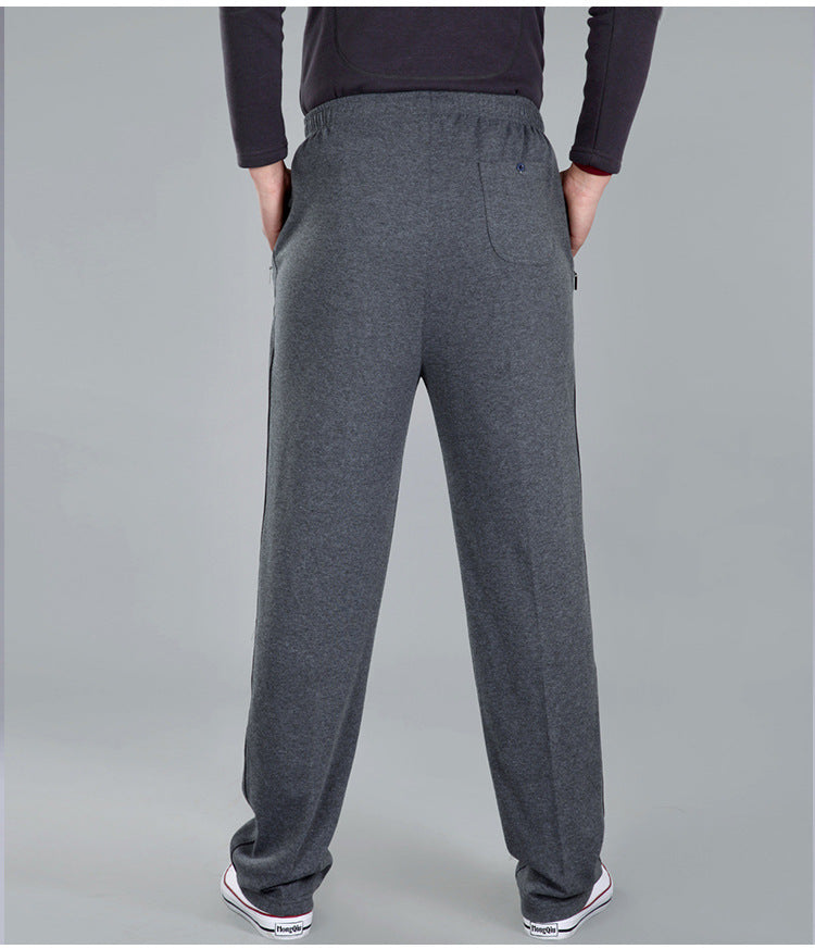 Autumn and Winter thick men's sports pants elastic waist casual pants men's middle-aged and elderly dad pants trousers wholesale