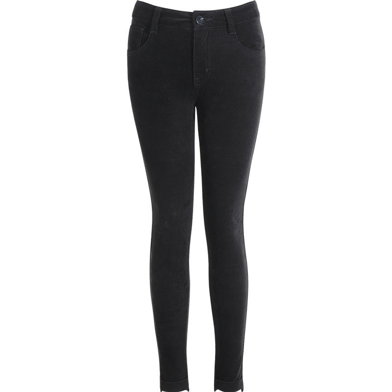 Women's pants spring and autumn casual pants women corduroy high waist elastic feet pants a generation of 0138