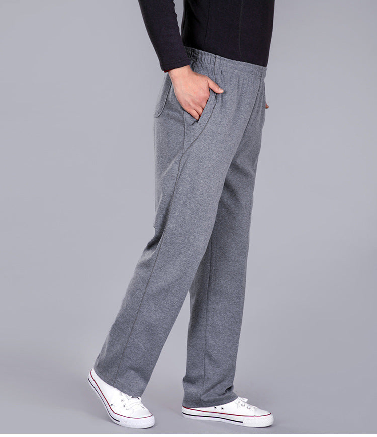 Autumn and Winter thick men's sports pants elastic waist casual pants men's middle-aged and elderly dad pants trousers wholesale