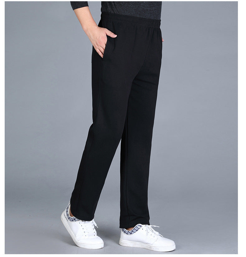 Winter Men's Fleece-lined Thickened Casual Pants Middle-aged and Elderly Elastic Waist Sports Pants High Waist Stretch Dad's Long Pants