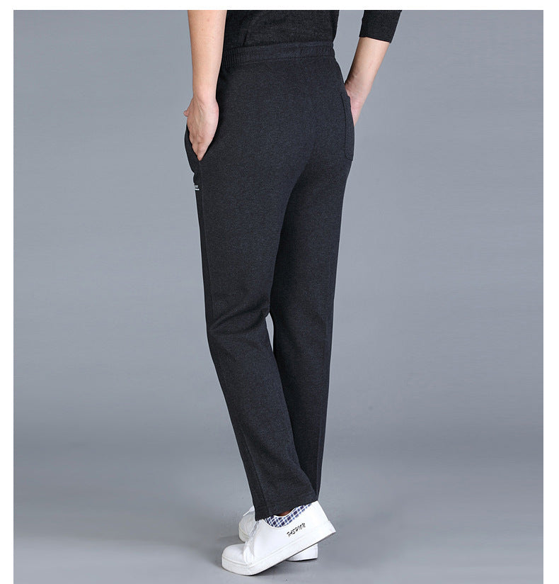 Winter Men's Fleece-lined Thickened Casual Pants Middle-aged and Elderly Elastic Waist Sports Pants High Waist Stretch Dad's Long Pants