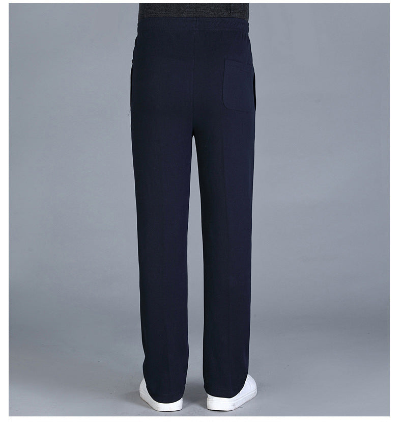 Winter Men's Fleece-lined Thickened Casual Pants Middle-aged and Elderly Elastic Waist Sports Pants High Waist Stretch Dad's Long Pants