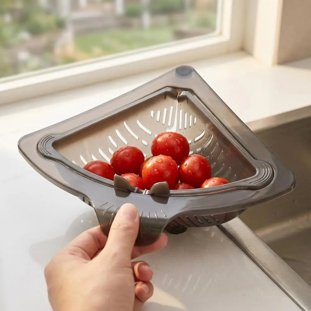 Estante filtrador de fregadero de cocina, cesta de drenaje magnética triangular, recogedor de basura colgante, colador de residuos de alimentos, herramienta para escurrir frutas y verduras.