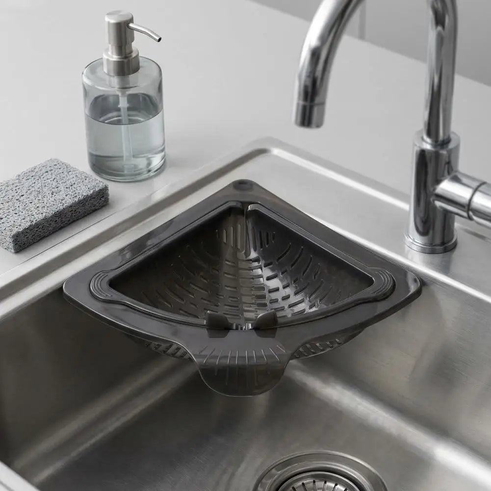 Estante filtrador de fregadero de cocina, cesta de drenaje magnética triangular, recogedor de basura colgante, colador de residuos de alimentos, herramienta para escurrir frutas y verduras.