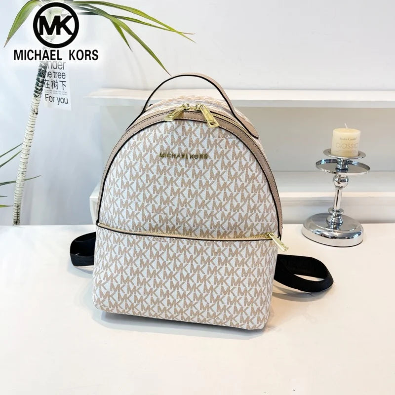 MICHAEL KORS Women's Casual Fashion Backpack MK Classic Vintage Flower Light Luxury Multi functional Vacation Travel Bag Letter