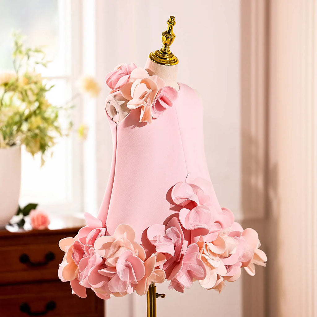 Dreamy Vow J073 Elegant White Dubai Girl Dress Pink Eid al-Fitr Baby Children Clothes for Wedding Birthday Holiday Party 2025