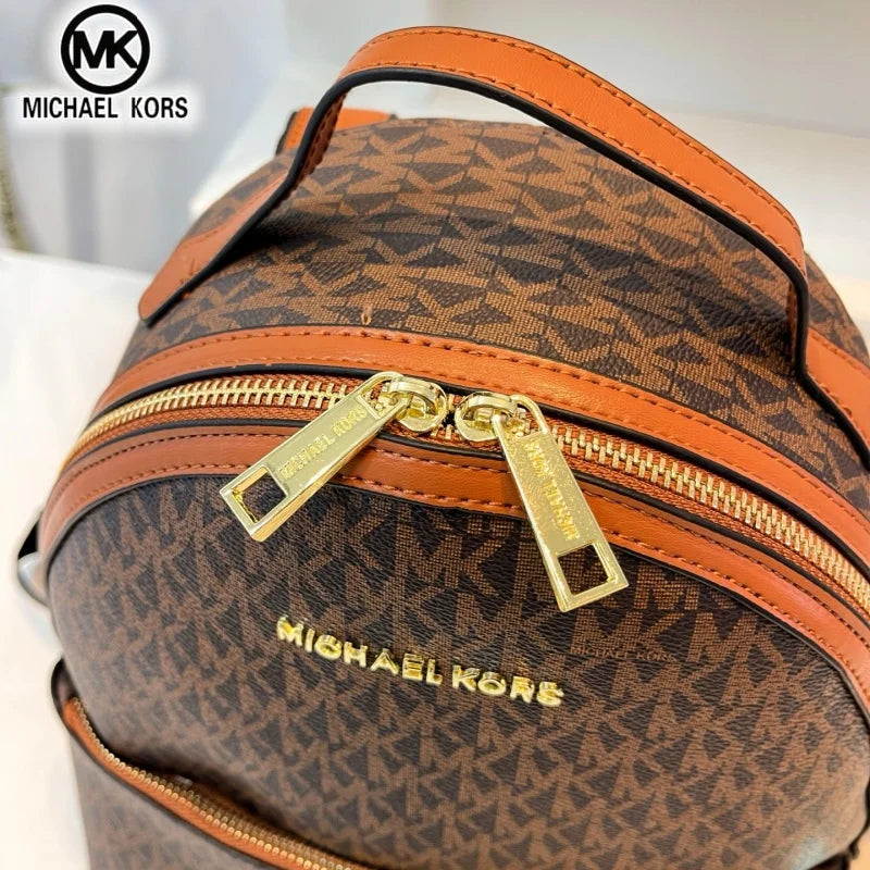 MICHAEL KORS Women's Casual Fashion Backpack MK Classic Vintage Flower Light Luxury Multi functional Vacation Travel Bag Letter