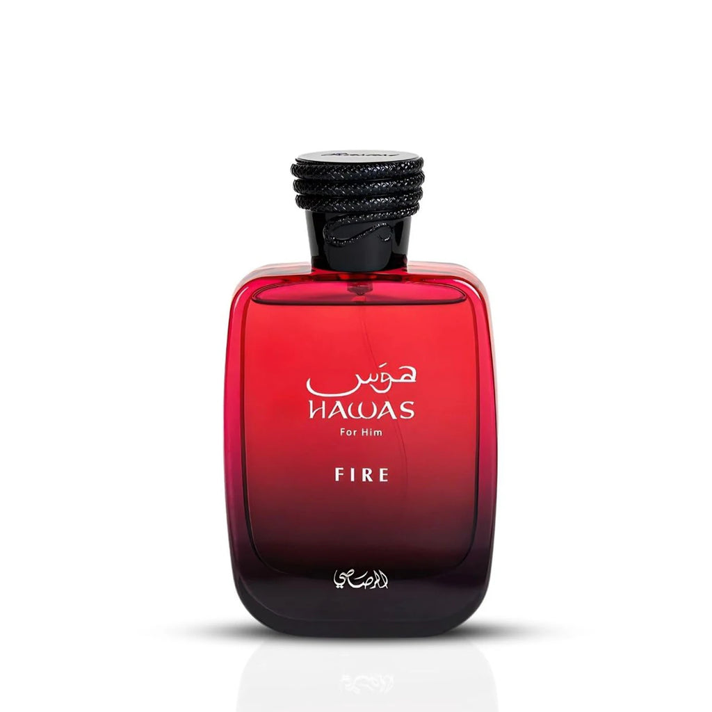 Rasasi Hawas Fire Eau de Parfum Spray for Men – Intense Fiery Spicy & Warm Amber Woody Scent, Long-Lasting Premium Arabian Fragrance, Perfect Gift, 100 ml / 3.4 fl oz