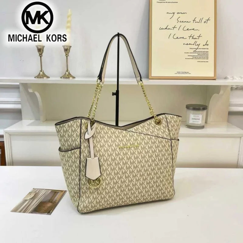 MICHAEL KORS Women's Fashion Casual Shoulder Bag Tote Bag MK Large Capacity Tote Bag Classic Flower Letter Bag Travel Bag