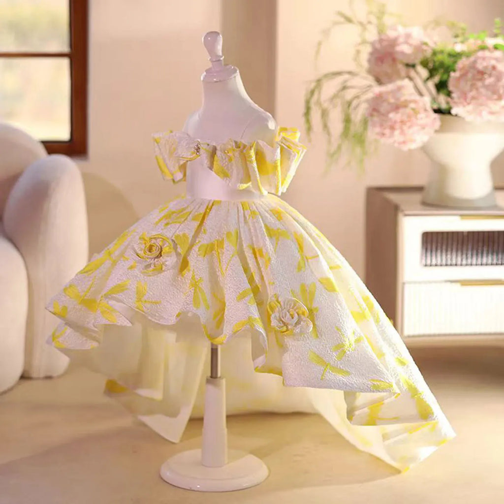 Dreamy Vow J703 Adorable Off-Shoulder 3D-Flower Baby Girl Dress With Tailing Princess Ball Gown for Kids Wedding Holiday Party