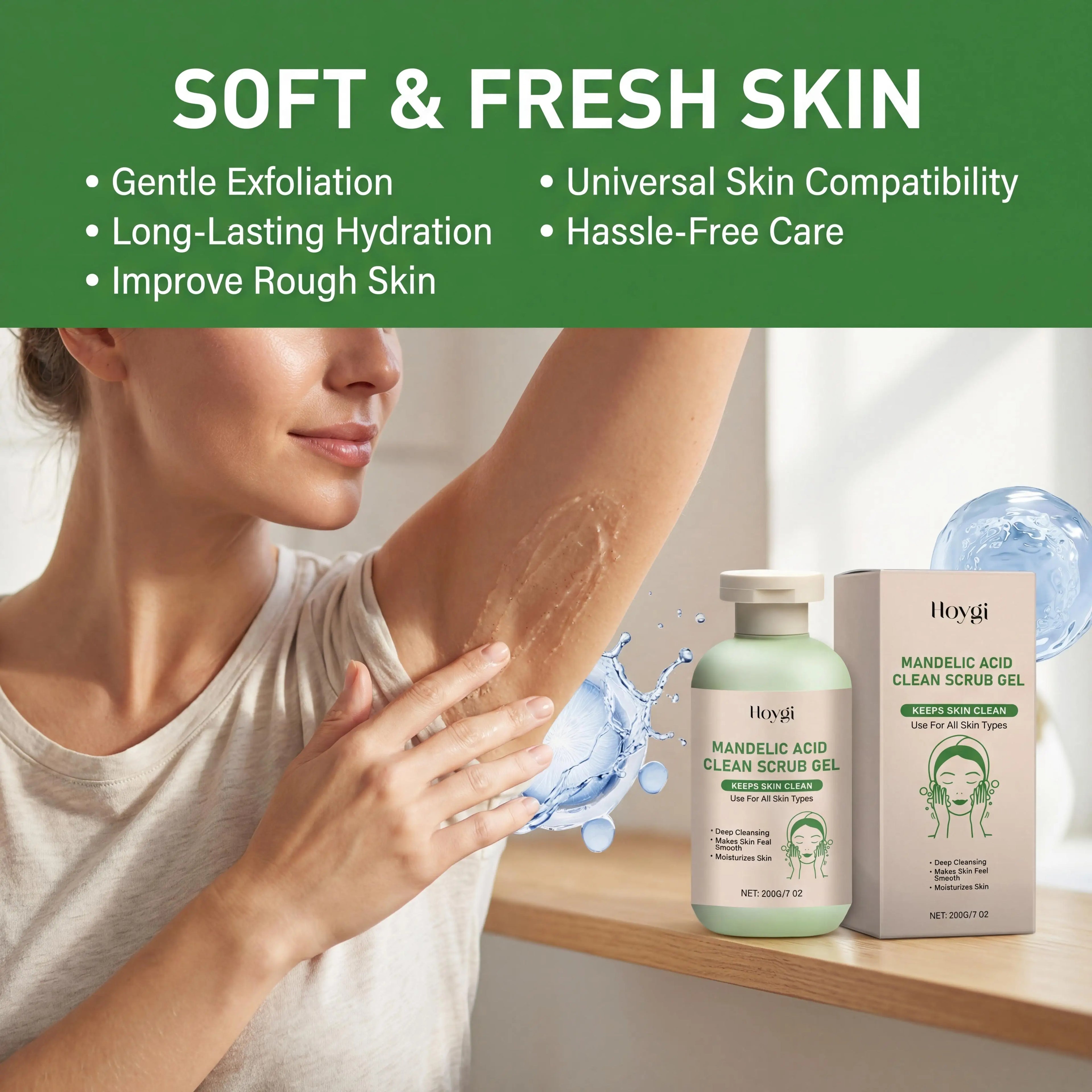 Hoygi Mandelic Acid Clean Scrub Gel Deep Cleansing Oil Control Improve Facial Texture Appearance Gentle Exfoliator Dead Skin Smoothing Skin Care