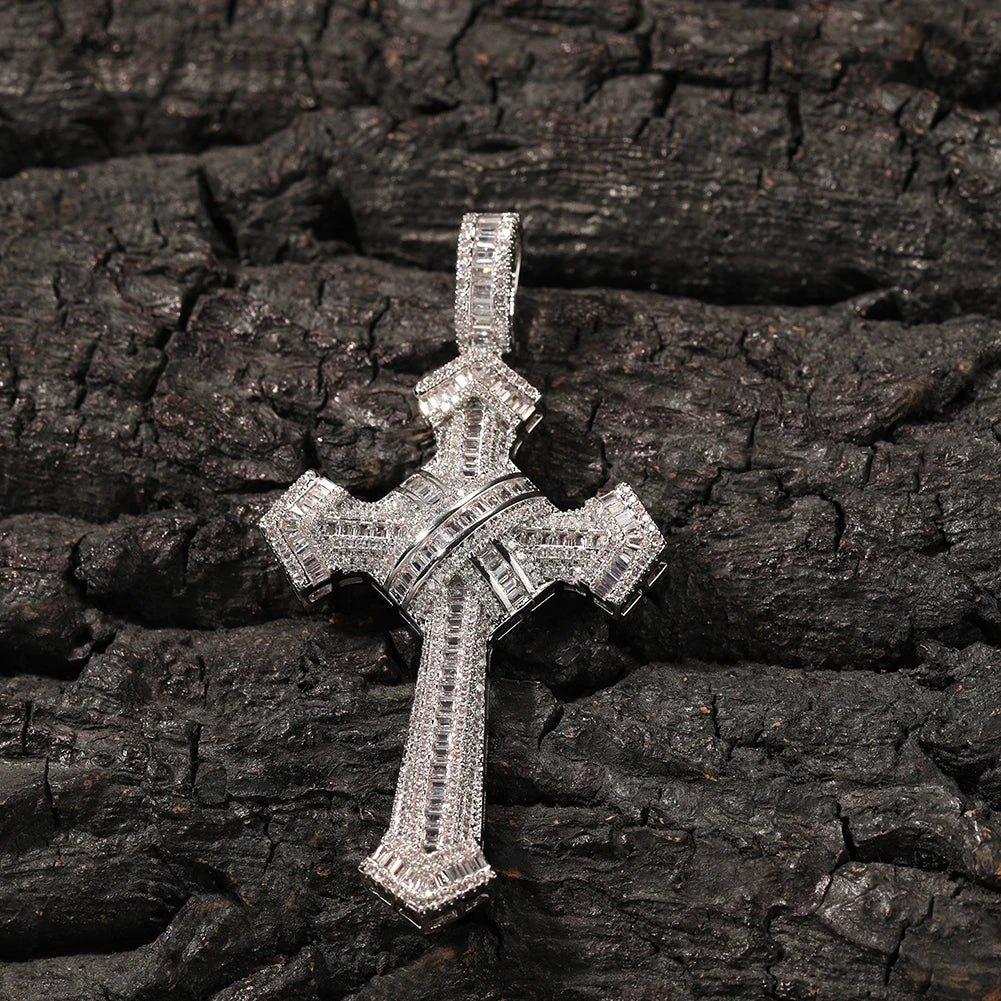 The Bling King Shiny Bundled Cross Pendant Necklace For Men Trendy Christian Jesus Cubic Zirconia Choker Rock Jewelry