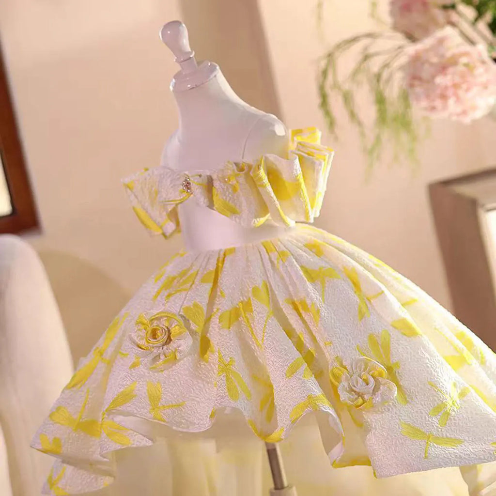Dreamy Vow J703 Adorable Off-Shoulder 3D-Flower Baby Girl Dress With Tailing Princess Ball Gown for Kids Wedding Holiday Party