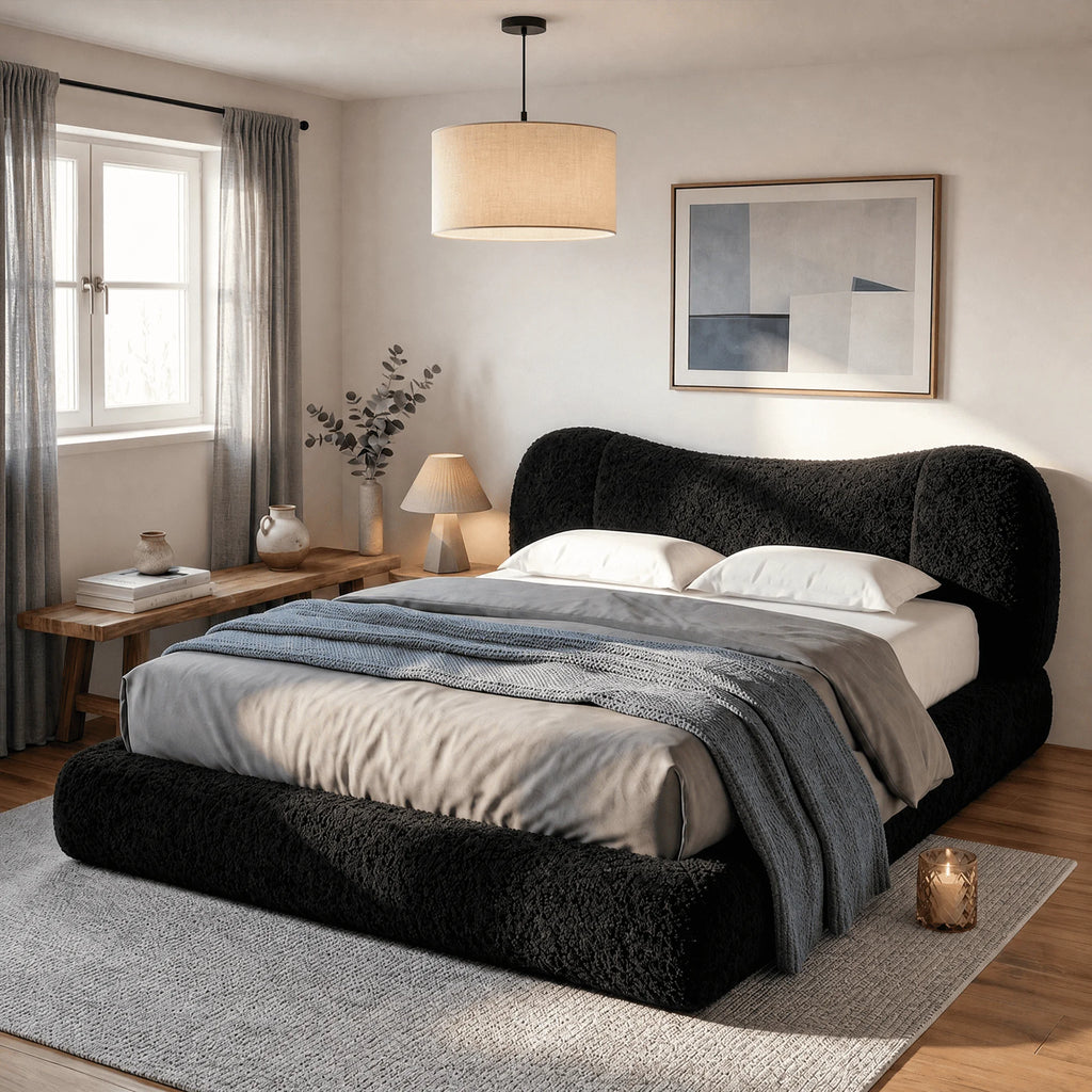 EnHomee Cloud Bed Frame with 5.9" Detachable Headboard, No Assembly Required Beds All-Foam Boneless, Noise-Free, No Box Spring Needed