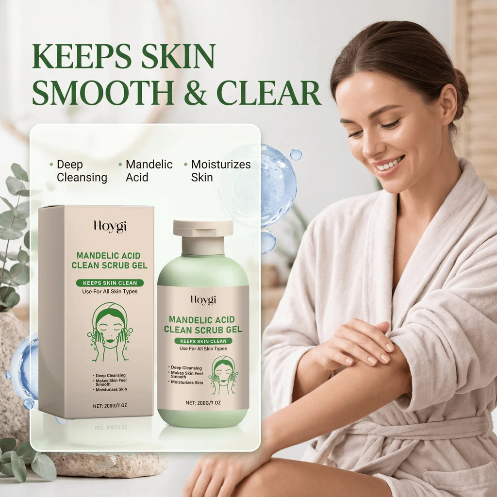 Hoygi Mandelic Acid Clean Scrub Gel Deep Cleansing Oil Control Improve Facial Texture Appearance Gentle Exfoliator Dead Skin Smoothing Skin Care