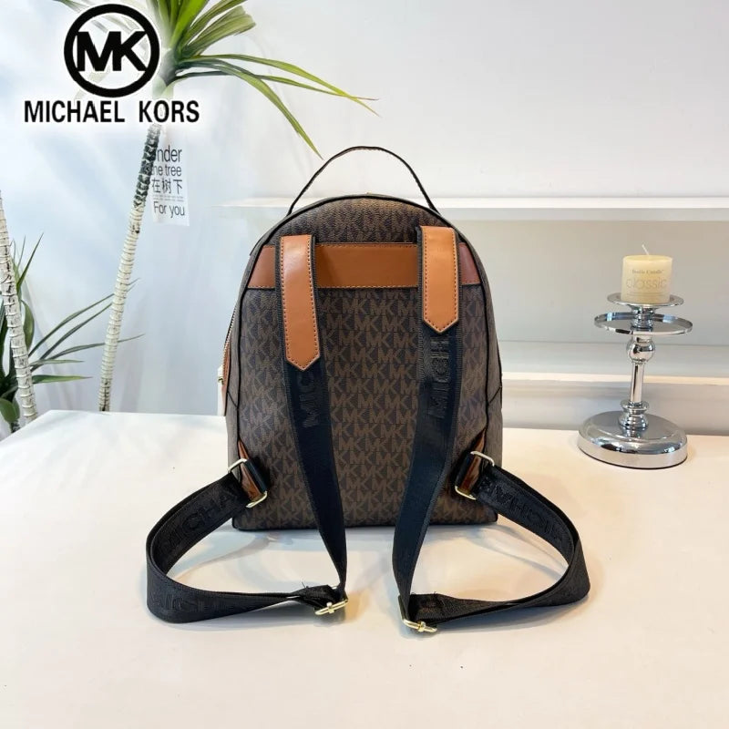 MICHAEL KORS Women's Casual Fashion Backpack MK Classic Vintage Flower Light Luxury Multi functional Vacation Travel Bag Letter