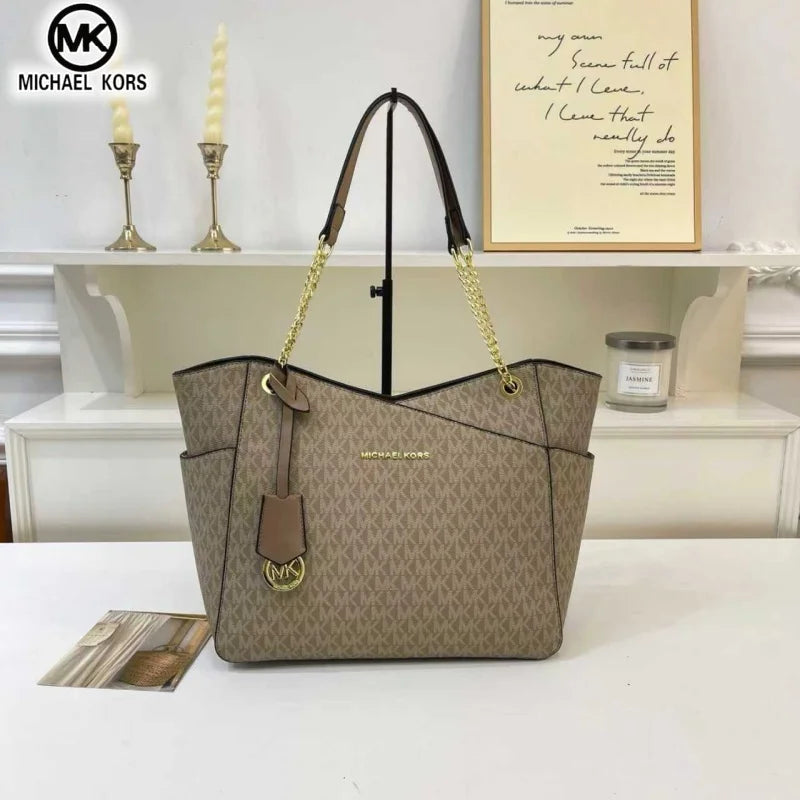 MICHAEL KORS Women's Fashion Casual Shoulder Bag Tote Bag MK Large Capacity Tote Bag Classic Flower Letter Bag Travel Bag