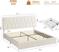 Full/Queen/King Size Velvet Upholstered Bed Frame with 2 Drawers at Footboard, White Soft Upholstered Platform Bed with Under‑Bed Storage for Bedroom