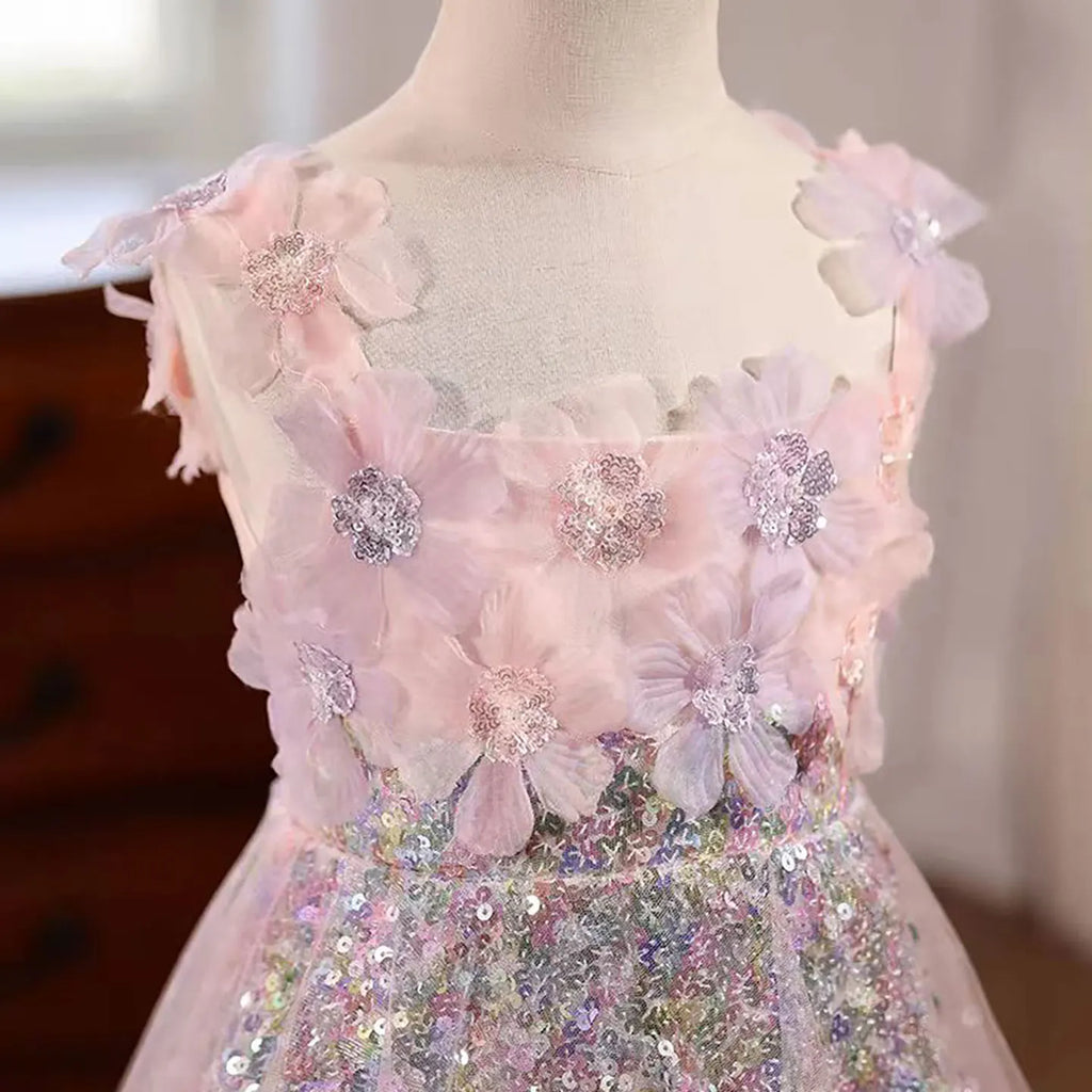 Dreamy Vow D076 Luxury Sleeveless Tulle Flower Girl Dress With Diamond Decoration For Special Occasions Wedding Birthday Party