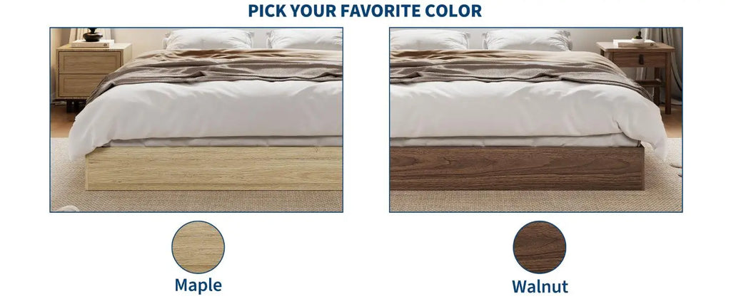 Queen Bed Frame, Wooden Platform Bed with Sturdy Slats, Modern Minimalist Design, No Box Spring Needed, Noise-Free Design, Easy Assembly, Walnut Wood