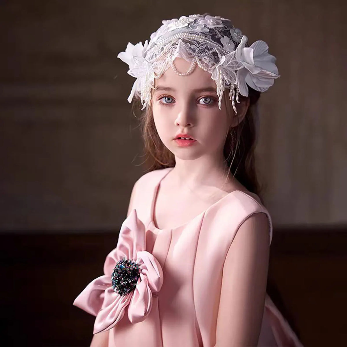 Dreamy Vow D045 Elegant O-Neck A-Line Sleeveless Applique Satin Flower Girl Dress Wedding Birthday Party Irregular Dress 2025