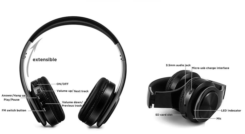 Auriculares inalámbricos dorados para hombre, audífonos estéreo con Bluetooth y micrófono incorporado, universales para Android e iOS