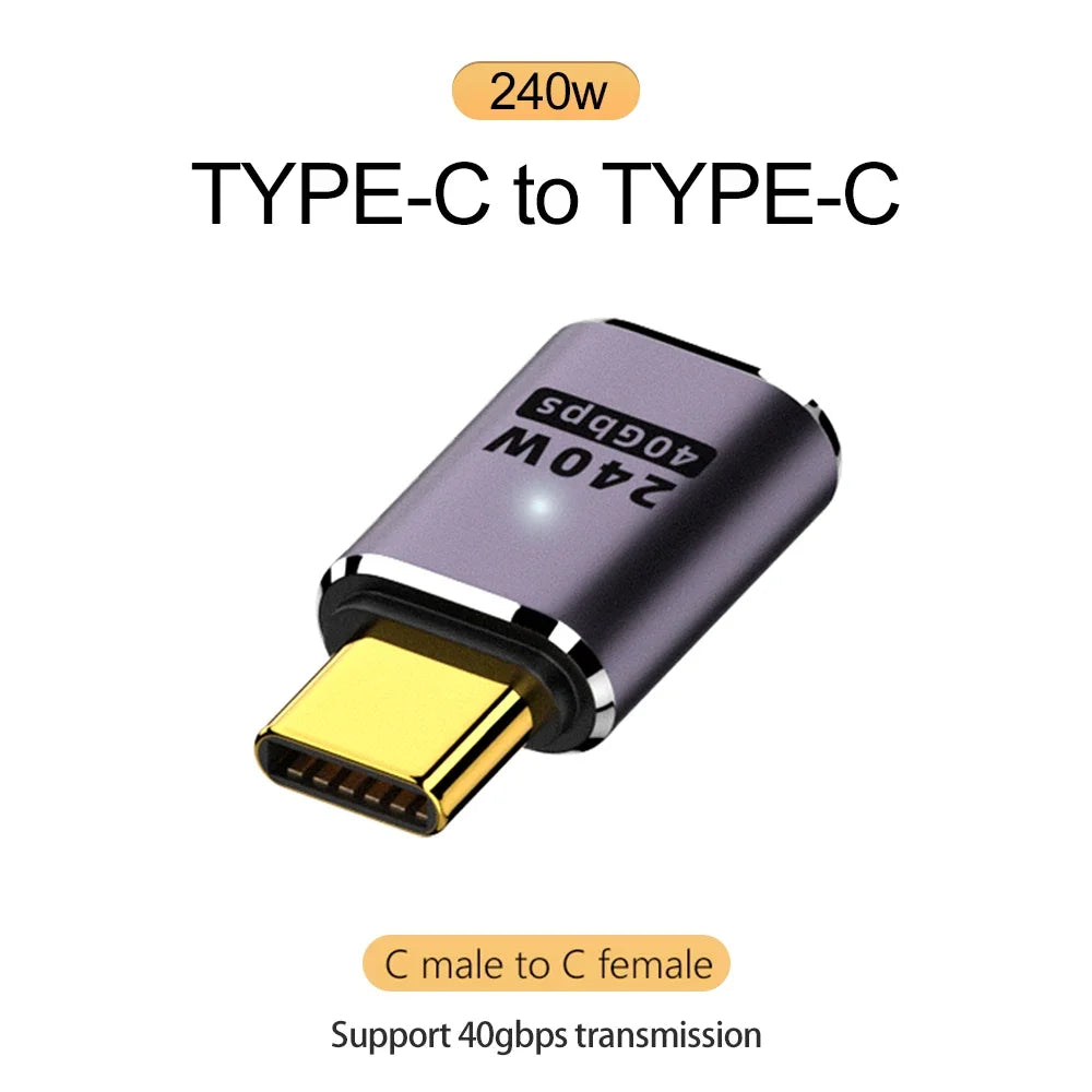 USB 4.0 PD 240W 8K USB-C Adapter – 40Gbps OTG Male to Female Connector
